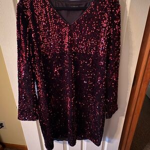 Elegant Sequin Dress in Red and Black